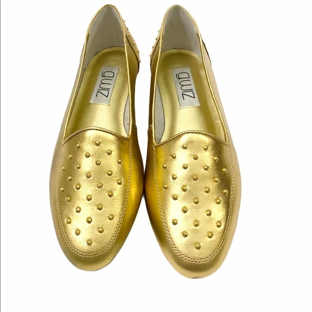G Wiz New Gold Embellished Leather Loafer Shoes